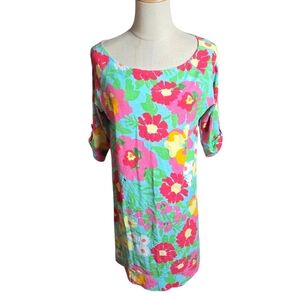 Lilly Pulitzer Blue Floral Pullover Dress